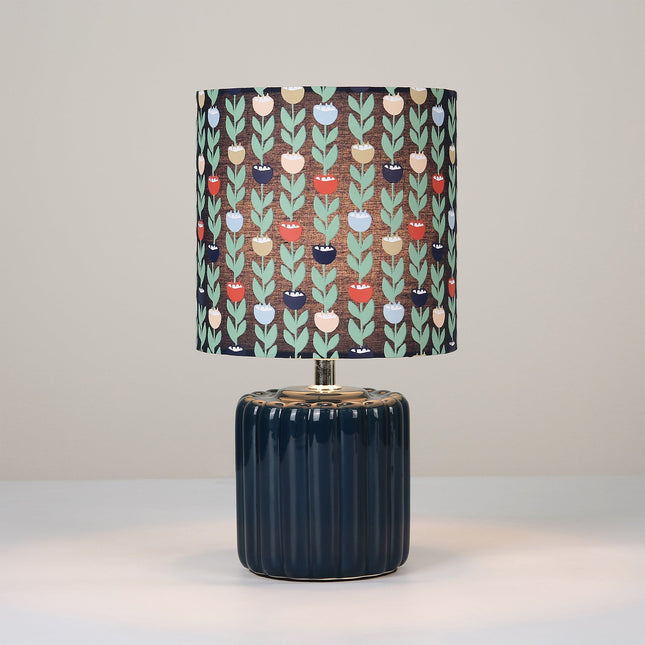 Cyra Ceramic Table Lamp Blue Cream Nature Inspired Home Decor.