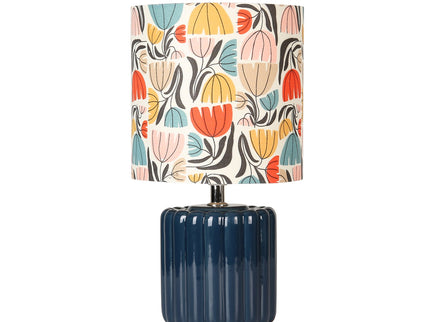 Cyra Ceramic Table Lamp Blue Cream Nature Inspired Home Decor.