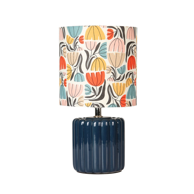 Cyra Ceramic Table Lamp Blue Cream Nature Inspired Home Decor.