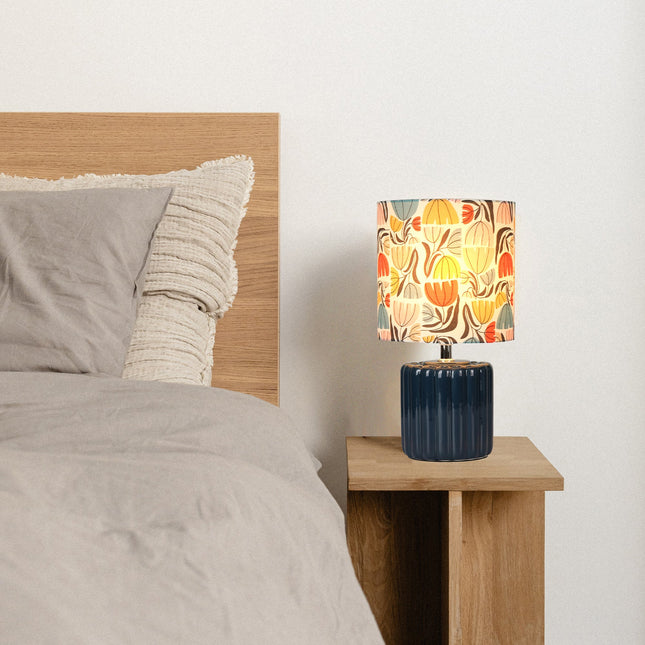 Cyra Ceramic Table Lamp Blue Cream Nature Inspired Home Decor.