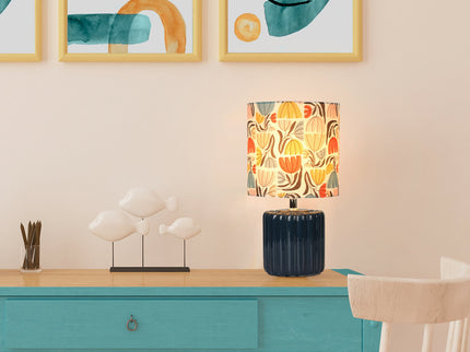 Cyra Ceramic Table Lamp Blue Cream Nature Inspired Home Decor.