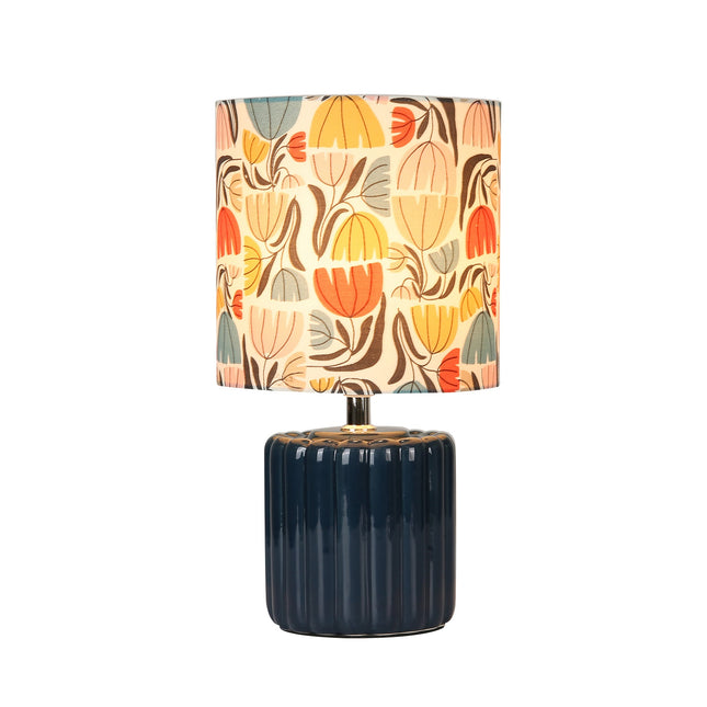 Cyra Ceramic Table Lamp Blue Cream Nature Inspired Home Decor.