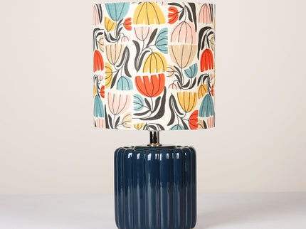 Cyra Ceramic Table Lamp Blue Cream Nature Inspired Home Decor.