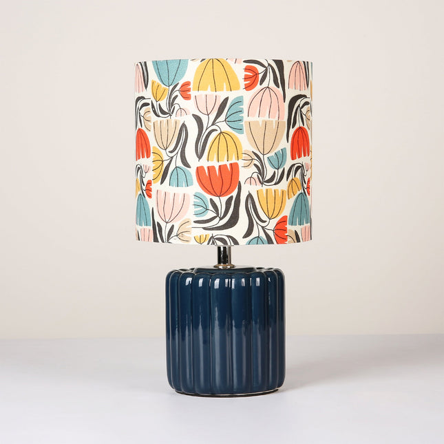 Cyra Ceramic Table Lamp Blue Cream Nature Inspired Home Decor.