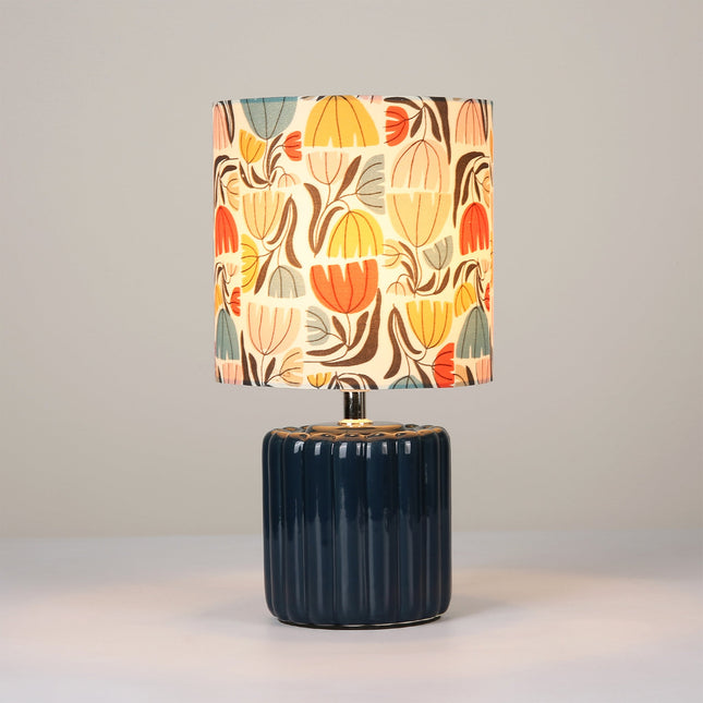 Cyra Ceramic Table Lamp Blue Cream Nature Inspired Home Decor.