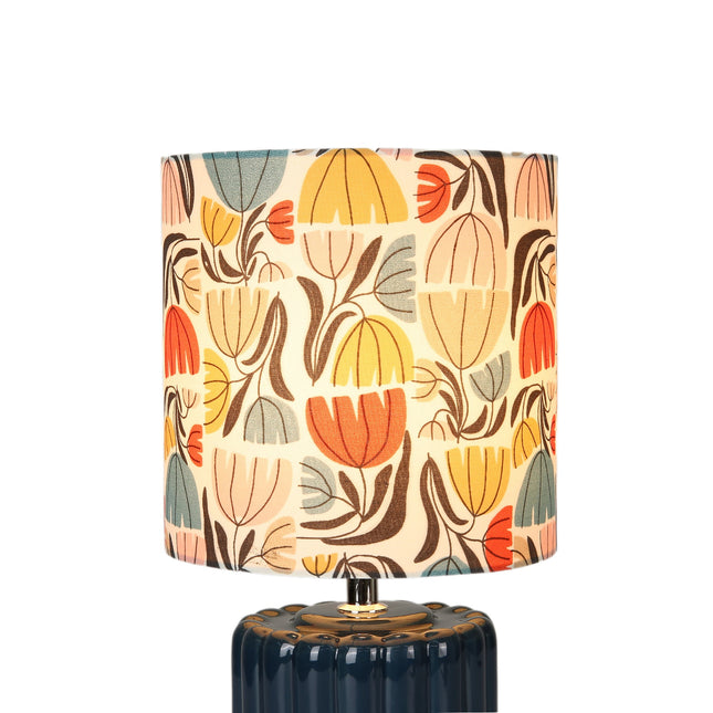 Cyra Ceramic Table Lamp Blue Cream Nature Inspired Home Decor.