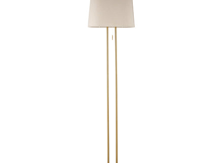 Arden Floor Lamp Modern Brass and Ivory Fabric Shade 156cm.