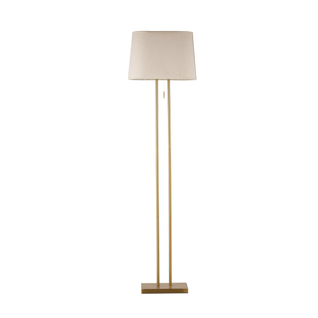 Arden Floor Lamp Modern Brass and Ivory Fabric Shade 156cm.