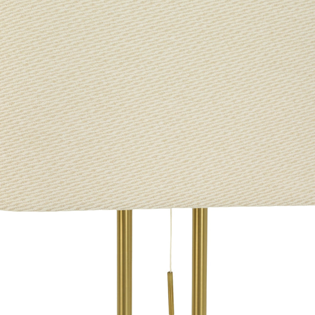 Arden Floor Lamp Modern Brass and Ivory Fabric Shade 156cm.