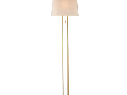 Arden Floor Lamp Modern Brass and Ivory Fabric Shade 156cm.