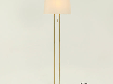 Arden Floor Lamp Modern Brass and Ivory Fabric Shade 156cm.