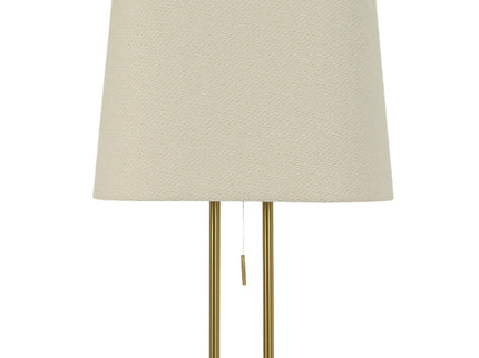 Arden Floor Lamp Modern Brass and Ivory Fabric Shade 156cm.