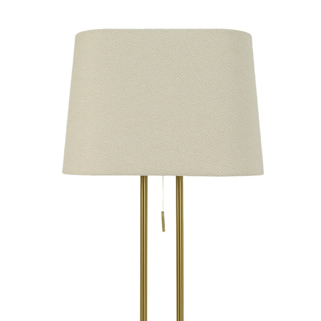 Arden Floor Lamp Modern Brass and Ivory Fabric Shade 156cm.