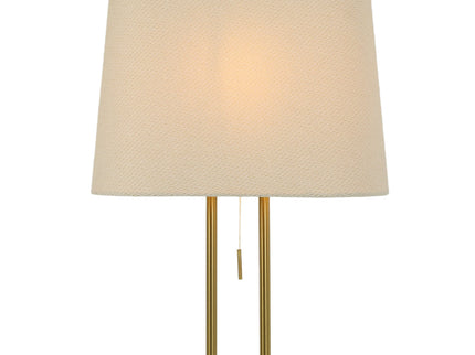 Arden Floor Lamp Modern Brass and Ivory Fabric Shade 156cm.