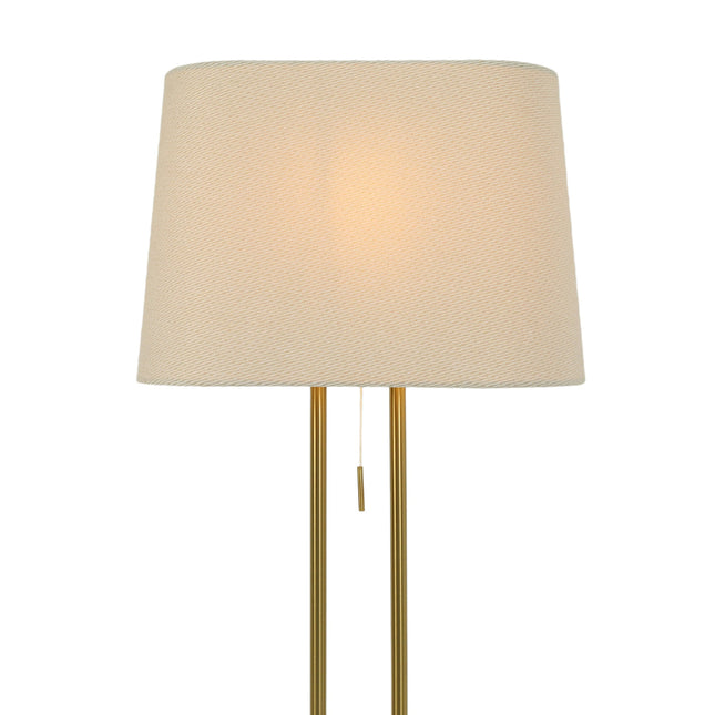 Arden Floor Lamp Modern Brass and Ivory Fabric Shade 156cm.