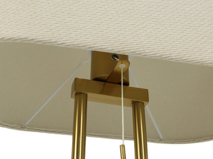Arden Floor Lamp Modern Brass and Ivory Fabric Shade 156cm.