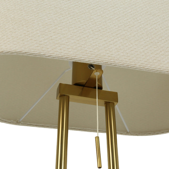 Arden Floor Lamp Modern Brass and Ivory Fabric Shade 156cm.
