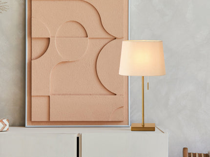 Arden Table Lamp with Brass Base and Fabric Shade for Modern Decor.