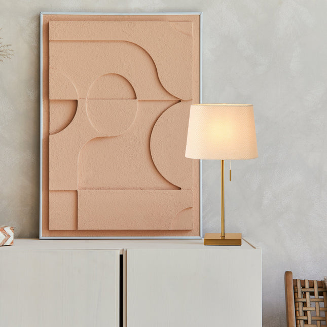 Arden Table Lamp with Brass Base and Fabric Shade for Modern Decor.
