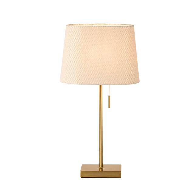 Arden Table Lamp with Brass Base and Fabric Shade for Modern Decor.
