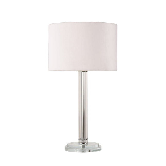 Cosima Table Lamp with Glass and Fabric Shade for Elegant Living Spaces.