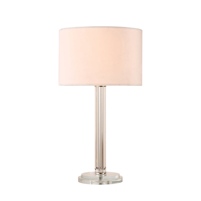 Cosima Table Lamp with Glass and Fabric Shade for Elegant Living Spaces.