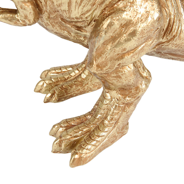 T-Rex Bite Table Lamp with Gold Finish and Unique Dinosaur Design.