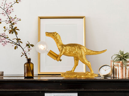 Velociraptor Grip Table Lamp with Gold Finish for Unique Home Decor.