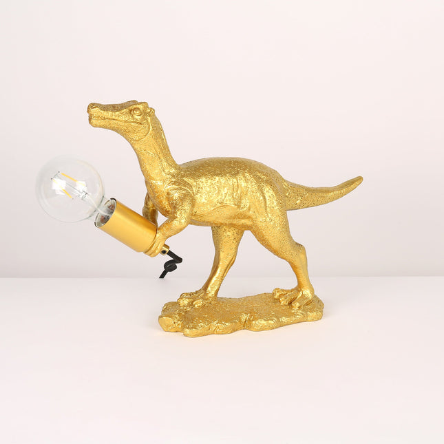 Velociraptor Grip Table Lamp with Gold Finish for Unique Home Decor.