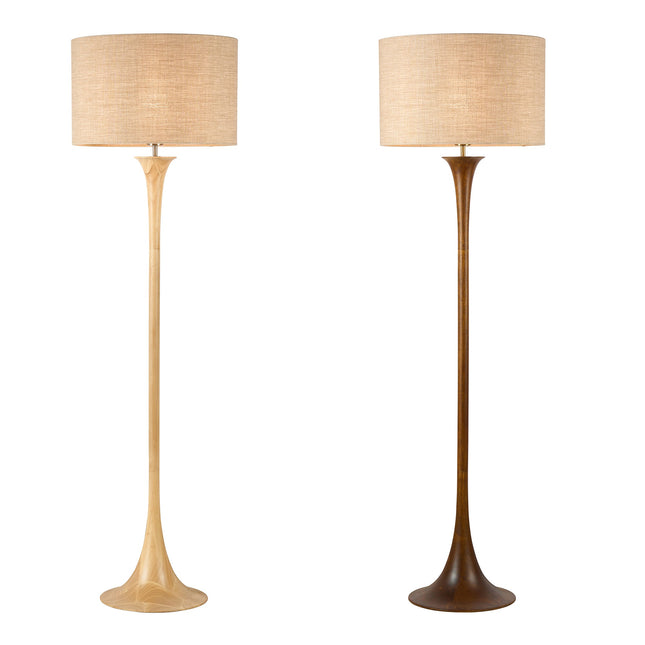 Soraya Floor Lamp Oak Walnut Modern Wooden Floor Lamp for Living Room.