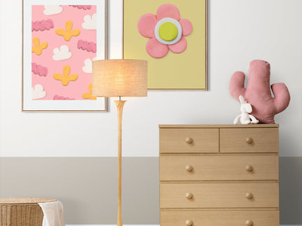 Soraya Floor Lamp Oak Walnut Modern Wooden Floor Lamp for Living Room.