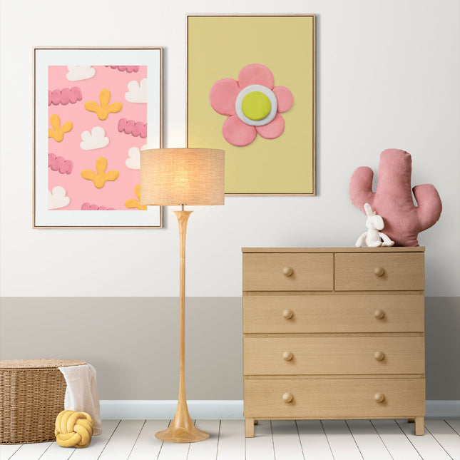 Soraya Floor Lamp Oak Walnut Modern Wooden Floor Lamp for Living Room.