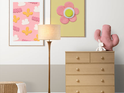 Soraya Floor Lamp Oak Walnut Modern Wooden Floor Lamp for Living Room.