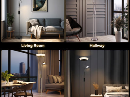 Reed LED Mother & Child Floor Lamp Black Antique Brass Satin Chrome.