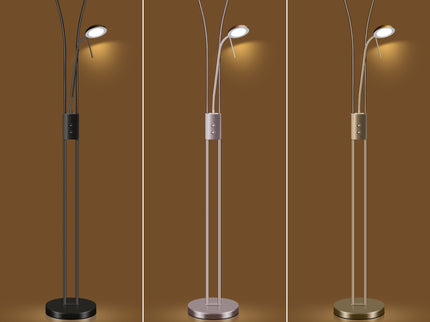 Reed LED Mother & Child Floor Lamp Black Antique Brass Satin Chrome.