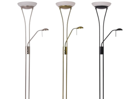 Reed LED Mother & Child Floor Lamp Black Antique Brass Satin Chrome.