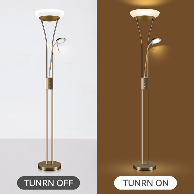 Reed LED Mother & Child Floor Lamp Black Antique Brass Satin Chrome
