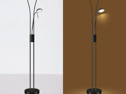 Reed LED Mother & Child Floor Lamp Black Antique Brass Satin Chrome.
