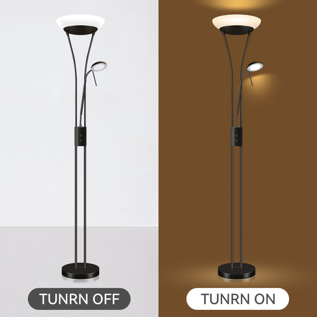 Reed LED Mother & Child Floor Lamp Black Antique Brass Satin Chrome.