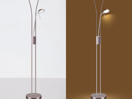 Reed LED Mother & Child Floor Lamp Black Antique Brass Satin Chrome