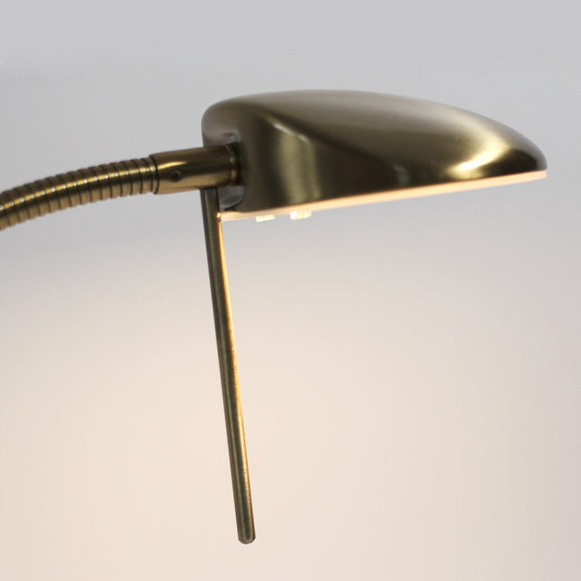 Jella LED Table Lamp Satin Chrome Antique Brass Elegant Desk Light.