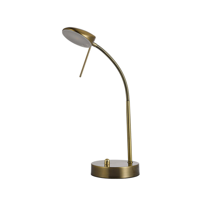 Jella LED Table Lamp Satin Chrome Antique Brass Elegant Desk Light.
