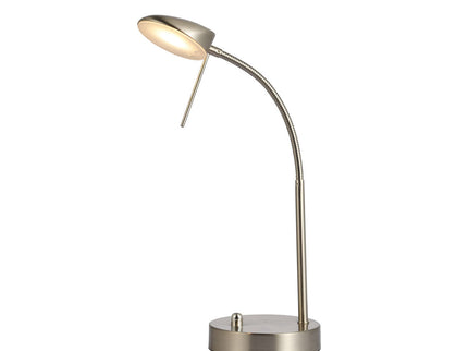 Jella LED Table Lamp Satin Chrome Antique Brass Elegant Desk Light.