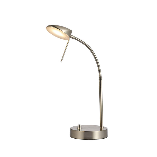 Jella LED Table Lamp Satin Chrome Antique Brass Elegant Desk Light.