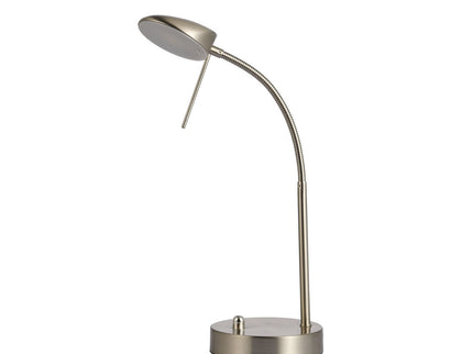 Jella LED Table Lamp Satin Chrome Antique Brass Elegant Desk Light.