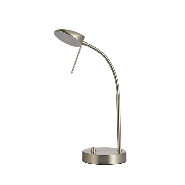 Jella LED Table Lamp Satin Chrome Antique Brass Elegant Desk Light.