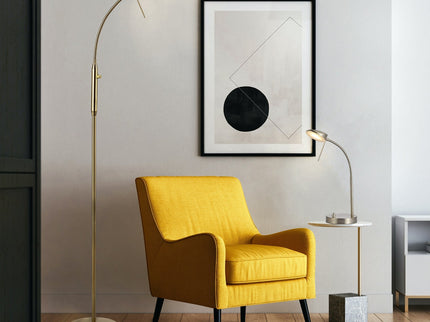 Jella LED Floor Lamp Satin Chrome Antique Brass Modern Lighting.