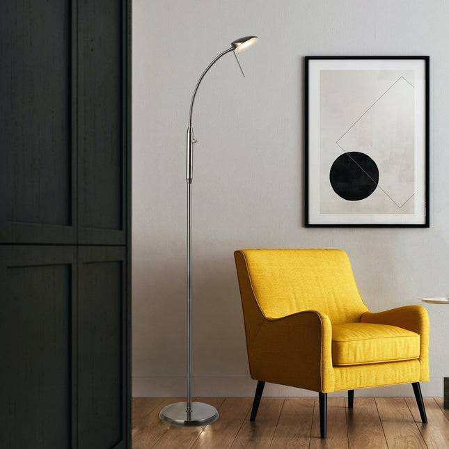 Jella LED Floor Lamp Satin Chrome Antique Brass Modern Lighting.