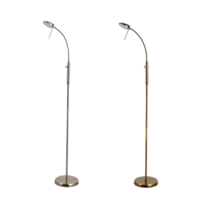 Jella LED Floor Lamp Satin Chrome Antique Brass Modern Lighting.