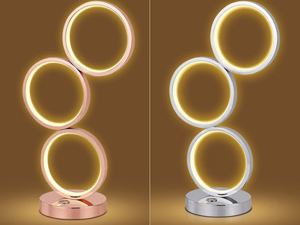 Iva LED Touch Table Lamp Rose Gold Chrome Modern Circular Design.
